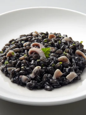 Crni rižot recipe, Croatian black risotto, How to make Crni rižot, Traditional Croatian seafood dish, Black rice risotto, Dalmatian coast cuisine, Crni rižot ingredients, Authentic Crni rižot, Best Crni rižot recipe, Seafood risotto with squid ink, pescetarian recipes