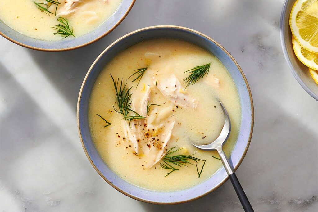 traditional avgolemono soup greek cuisine authentic chicken lemon soup